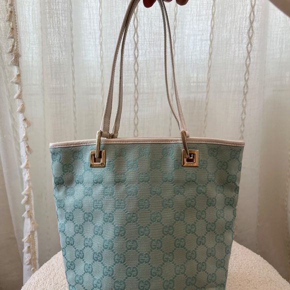 Gucci vintage GG canvas Bucket bag baby blue - Picture 2 of 16